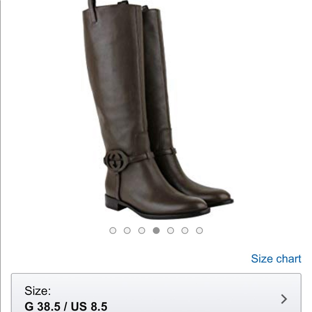 Gucci Brown Interlocking G Leather Knee Boots